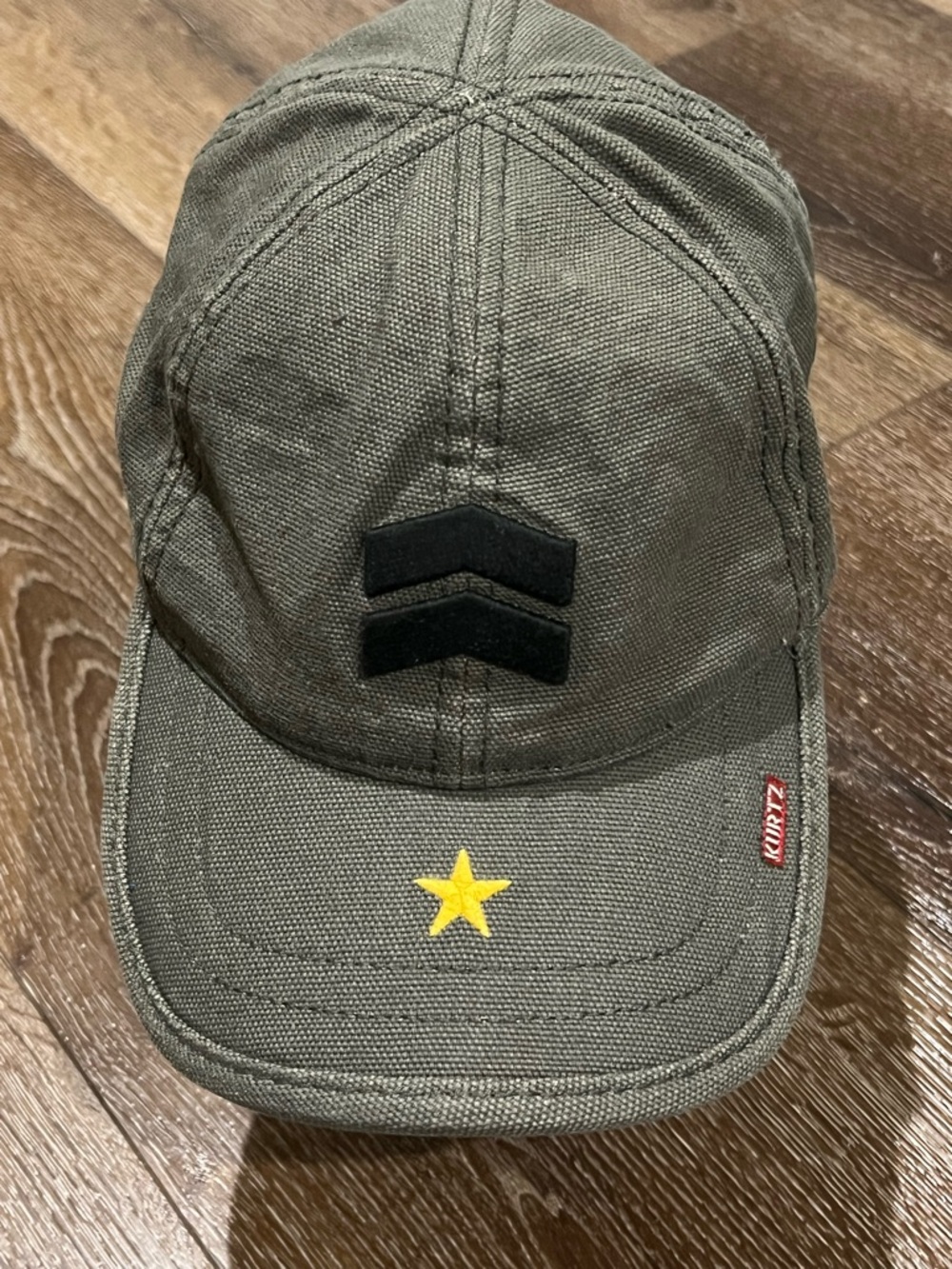 Kurtz Olive Green Military-Style Cap with Black design  & Yellow Star